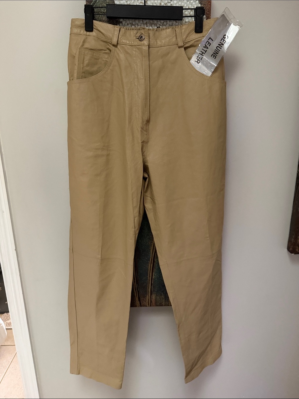 Venezia Genuine Leather Pants L XL 12 H2 Tan NEW NWT vintage fall vibes